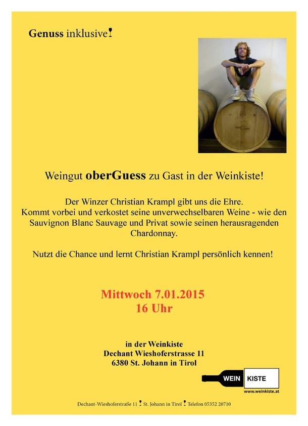 Weingut oberGuess zu Gast in der Weinkiste!